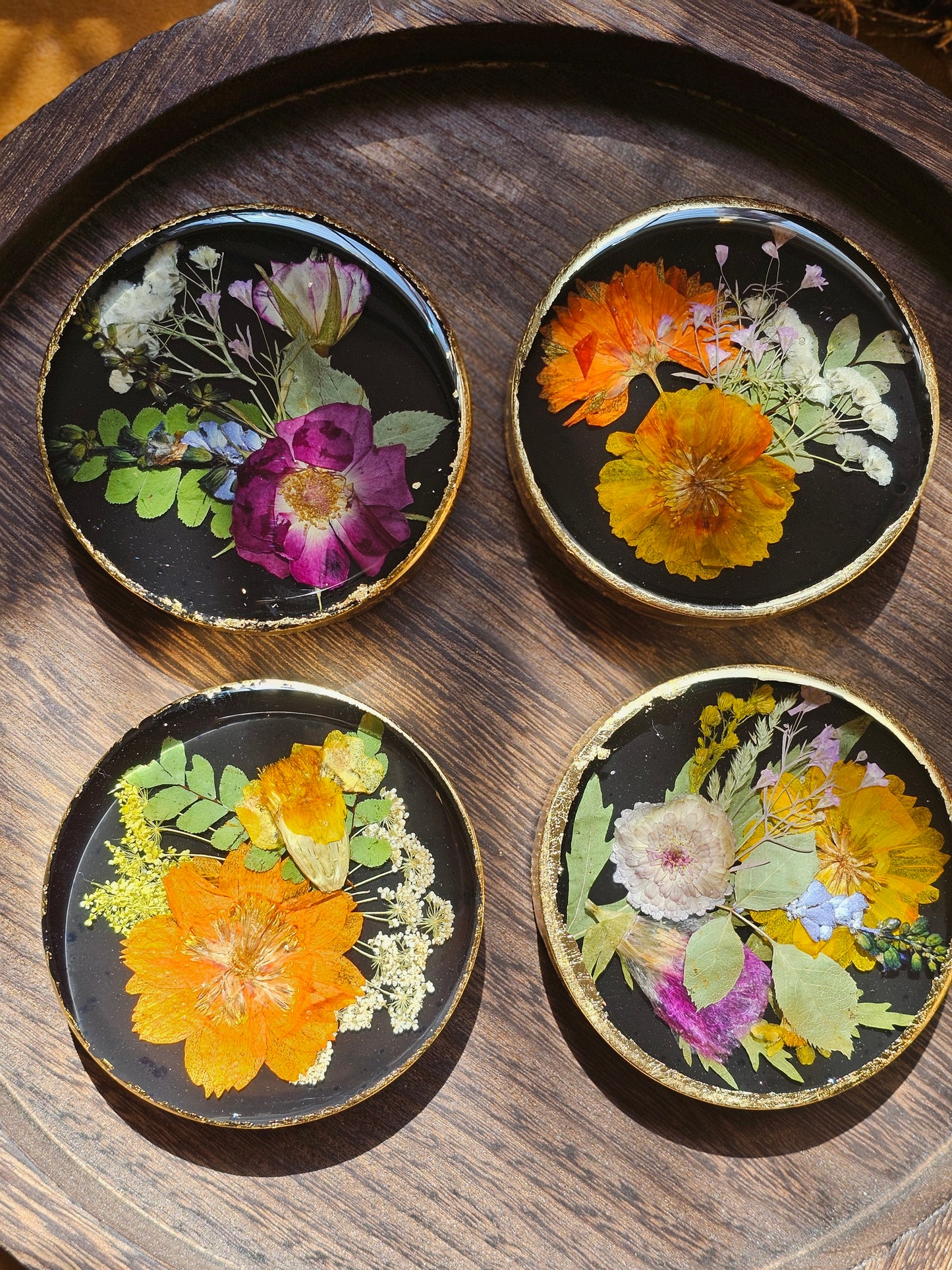 Gold foil coaster set